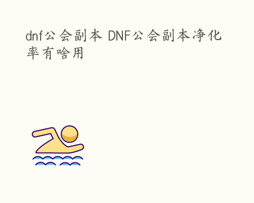 dnf公会副本 DNF公会副本净化率有啥用