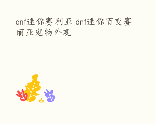 dnf迷你赛利亚 dnf迷你百变赛丽亚宠物外观