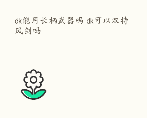 dk能用长柄武器吗 dk可以双持风剑吗