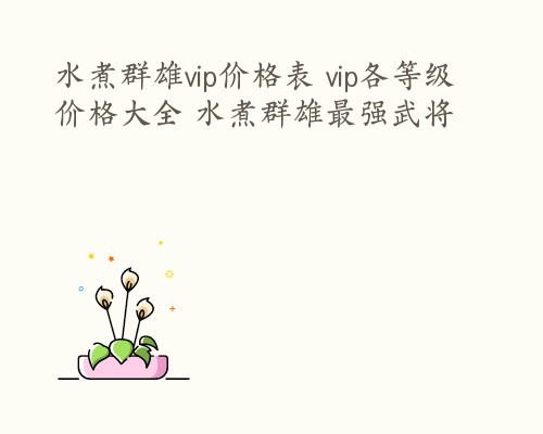 水煮群雄vip价格表 vip各等级价格大全 水煮群雄最强武将