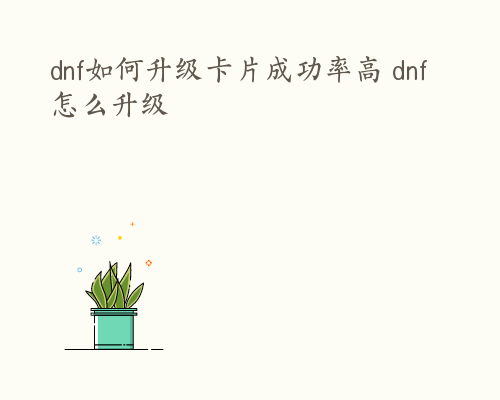 dnf如何升级卡片成功率高 dnf怎么升级