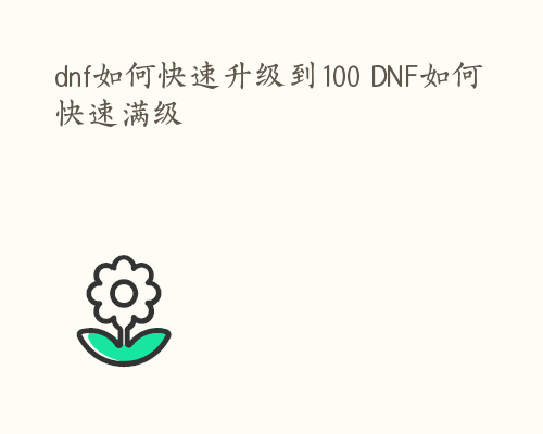 dnf如何快速升级到100 DNF如何快速满级