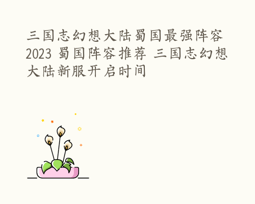 三国志幻想大陆蜀国最强阵容2023 蜀国阵容推荐 三国志幻想大陆新服开启时间