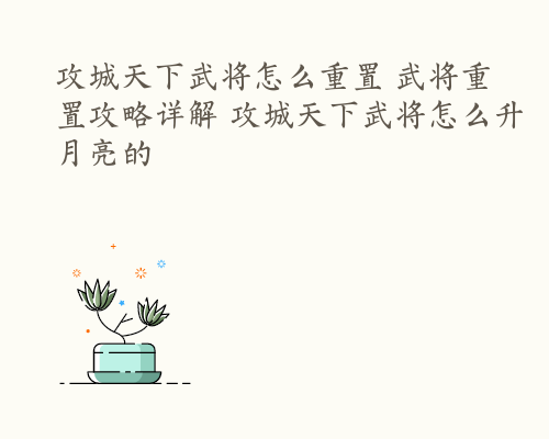 攻城天下武将怎么重置 武将重置攻略详解 攻城天下武将怎么升月亮的