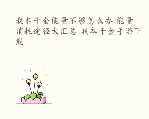 我本千金能量不够怎么办 能量消耗途径大汇总 我本千金手游下载