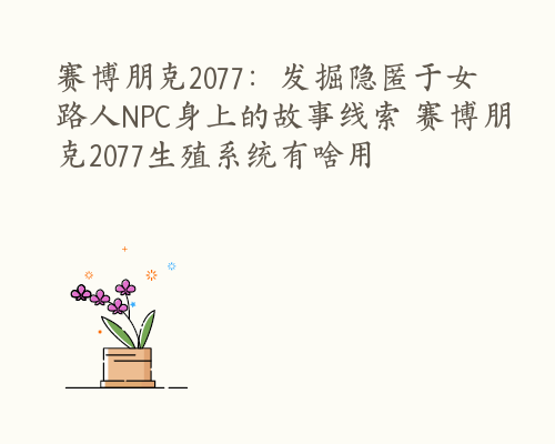 赛博朋克2077：发掘隐匿于女路人NPC身上的故事线索 赛博朋克2077生殖系统有啥用