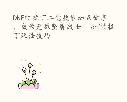 DNF帕拉丁二觉技能加点分享，成为无敌坚盾战士！ dnf帕拉丁玩法技巧