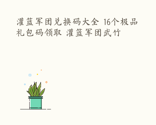 灌篮军团兑换码大全 16个极品礼包码领取 灌篮军团武竹