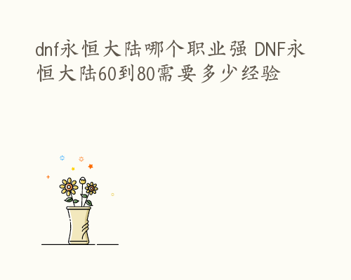 dnf永恒大陆哪个职业强 DNF永恒大陆60到80需要多少经验