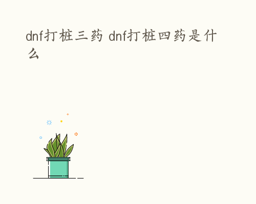 dnf打桩三药 dnf打桩四药是什么