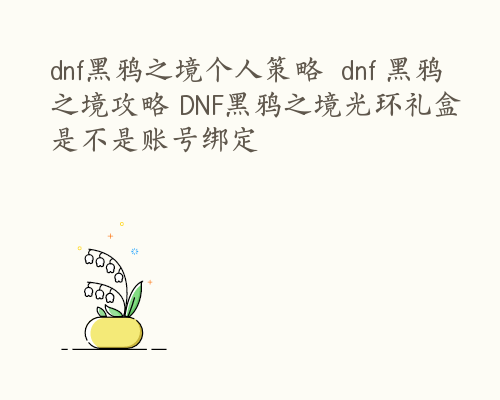 dnf黑鸦之境个人策略  dnf 黑鸦之境攻略 DNF黑鸦之境光环礼盒是不是账号绑定