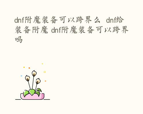 dnf附魔装备可以跨界么  dnf给装备附魔 dnf附魔装备可以跨界吗