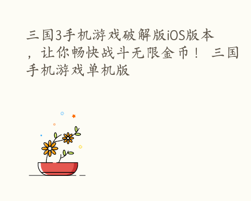 三国3手机游戏破解版iOS版本，让你畅快战斗无限金币！ 三国手机游戏单机版