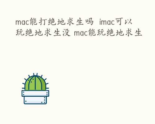 mac能打绝地求生吗  imac可以玩绝地求生没 mac能玩绝地求生