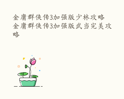 金庸群侠传3加强版少林攻略 金庸群侠传3加强版武当完美攻略