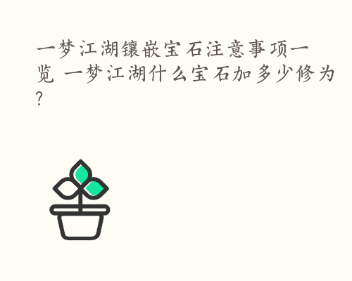 一梦江湖镶嵌宝石注意事项一览 一梦江湖什么宝石加多少修为?