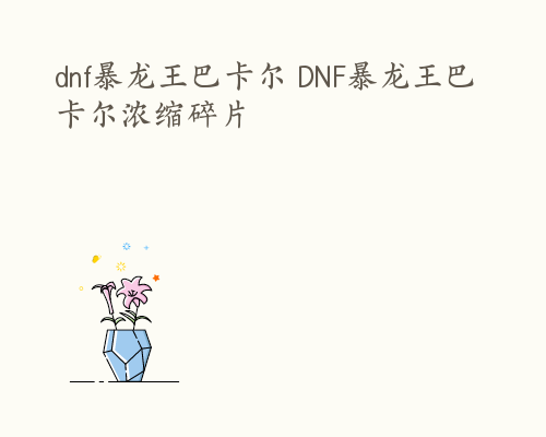 dnf暴龙王巴卡尔 DNF暴龙王巴卡尔浓缩碎片