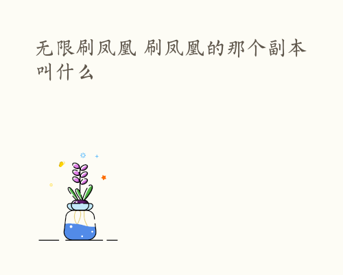 无限刷凤凰 刷凤凰的那个副本叫什么