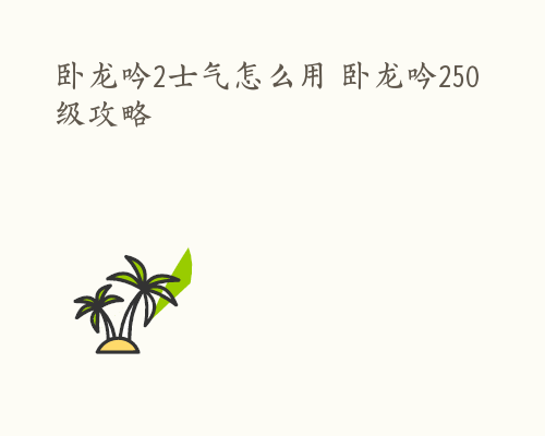 卧龙吟2士气怎么用 卧龙吟250级攻略